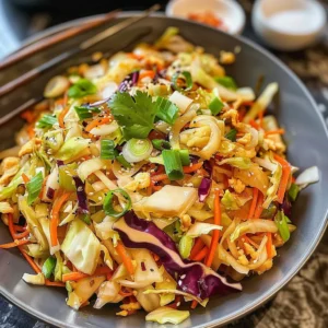 A delicious stir-fry of cabbage, carrots, and red cabbage in a black bowl, garnished with cilantro.