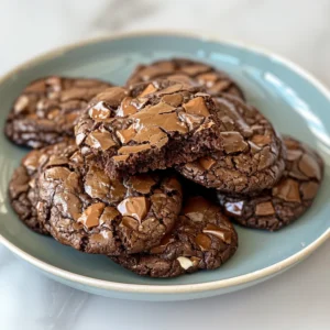 A plate of delicious, crackly brownie cookies.