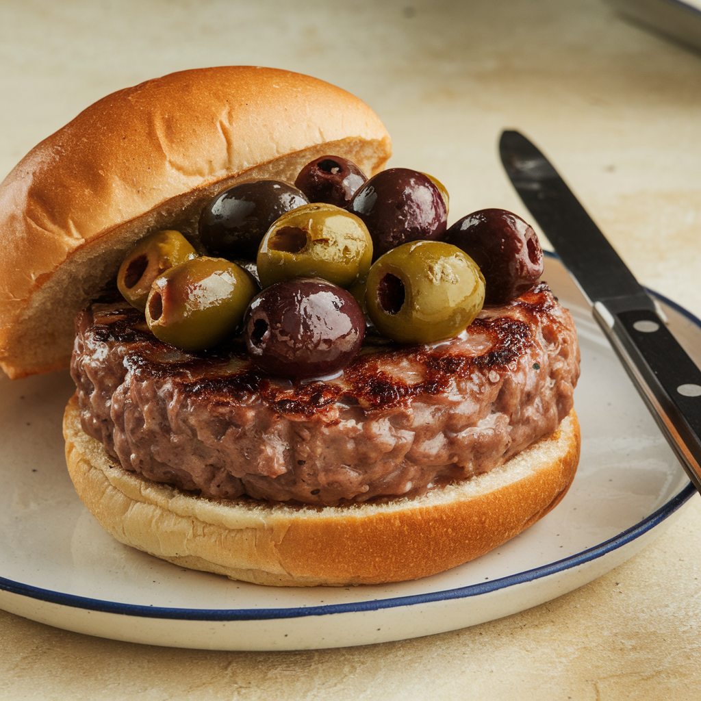 Olive Burger Recipe: Juicy beef, olives, & feta! - Must Do Recipes