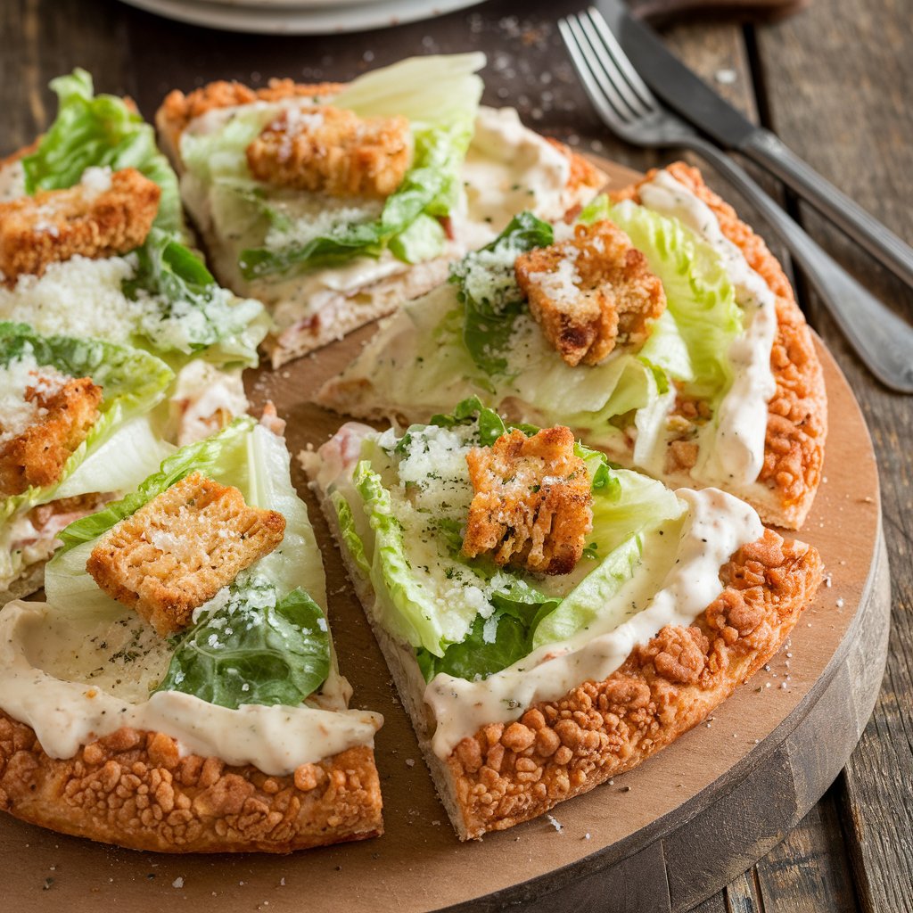 Chicken Crust Caesar Salad Pizza