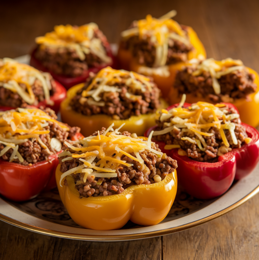 Stuffed Bell Peppers with Ground Beef and Rice