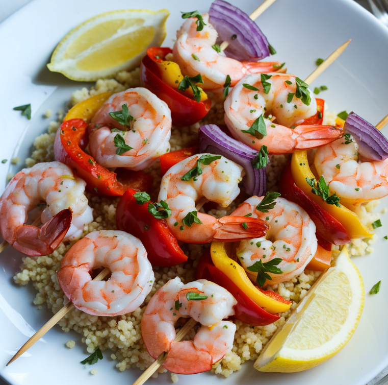 Shrimp and Vegetable Skewers with Couscous