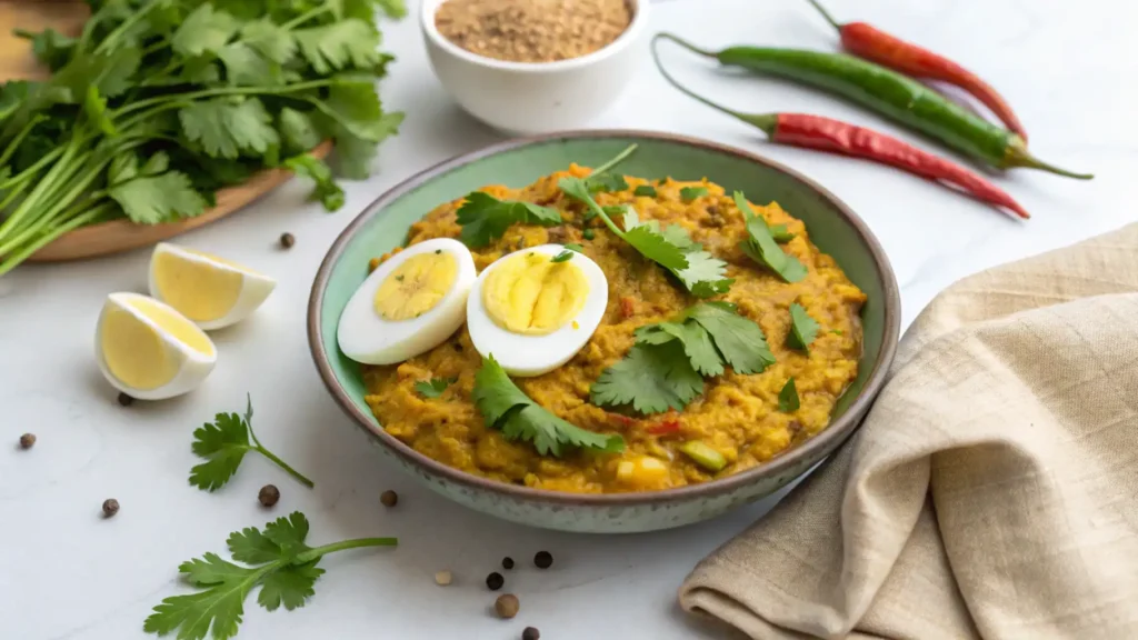  Egg Bharta served on a plate 