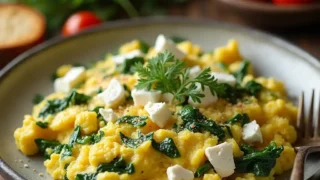 Scrambled Eggs with Feta and Spinach Recipe