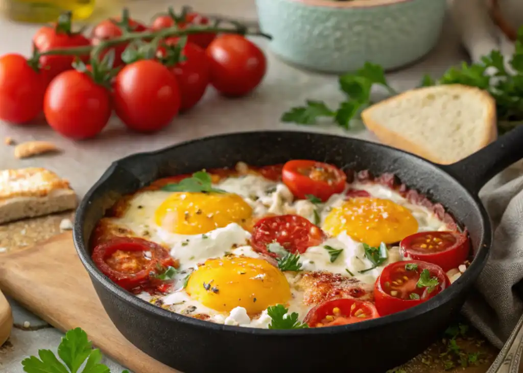 Tomato and Feta Baked Eggs Recipe