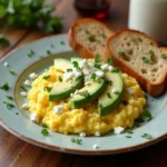 amazing Scrambled eggs with feta and avocado