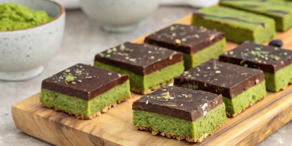 vegan chocolate matcha energy bars recipe​