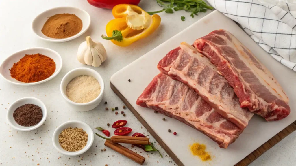 Ingredients for party ribs recipe.