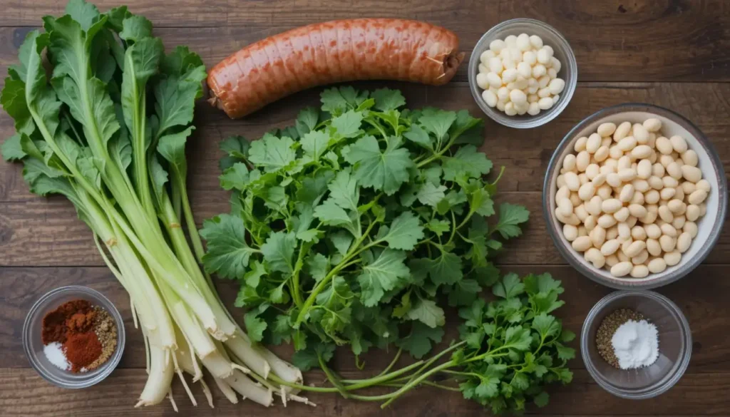 Ingredients for swamp soup spread out on a countertop