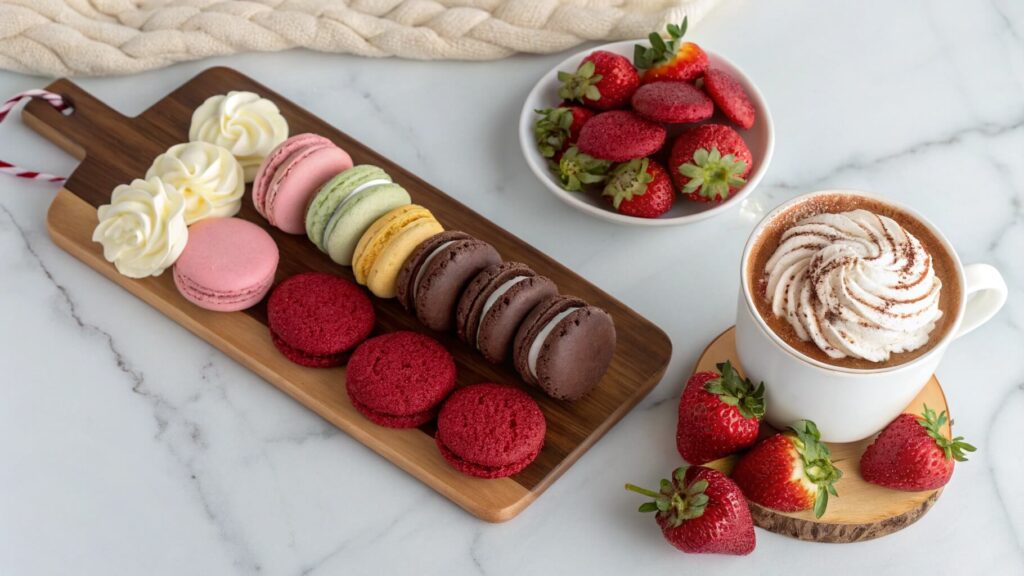 Red velvet cookies on a dessert charcuterie board