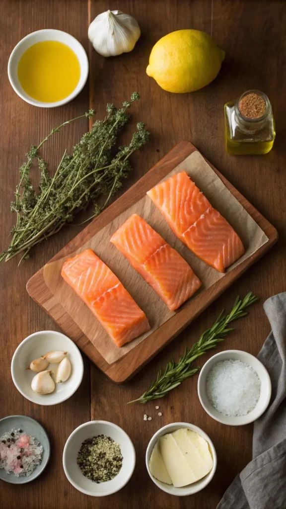 Ingredients for Gordon Ramsay’s pan-seared salmon recipe