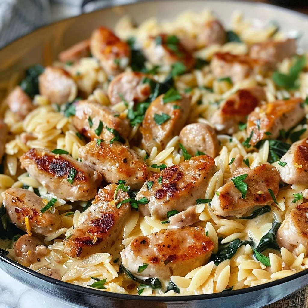 Creamy Chicken Sausage Orzo