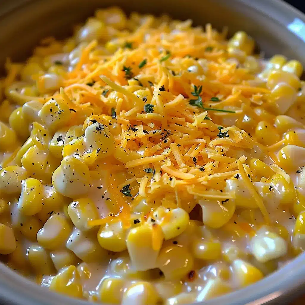 Creamy cheesy corn in a slow cooker.