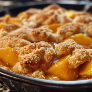 Three mouthwatering images of peach cobbler, served in bowls and a baking dish, topped with vanilla ice cream.